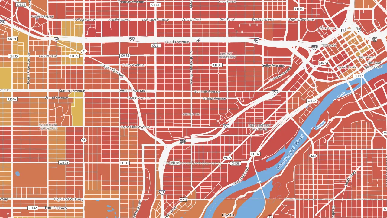 Summit Hill, St. Paul, MN Map of Drug-Related Crime Rates