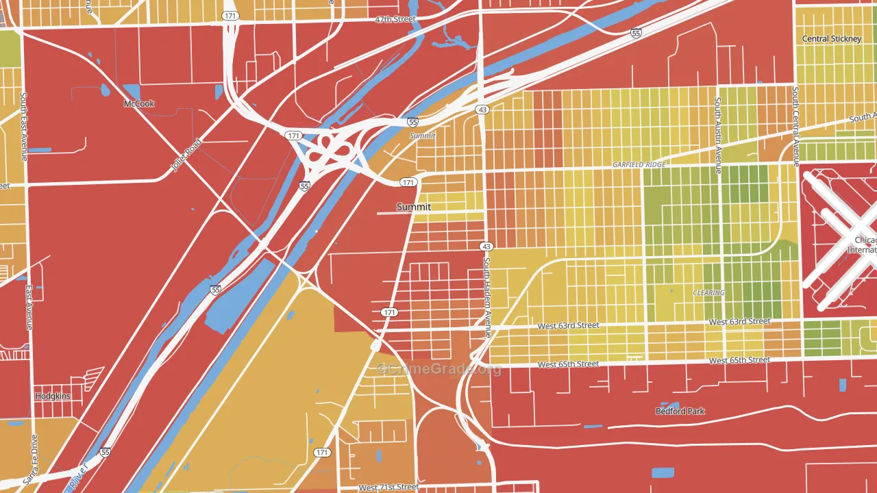 Summit, IL Map of Drug-Related Crime Rates