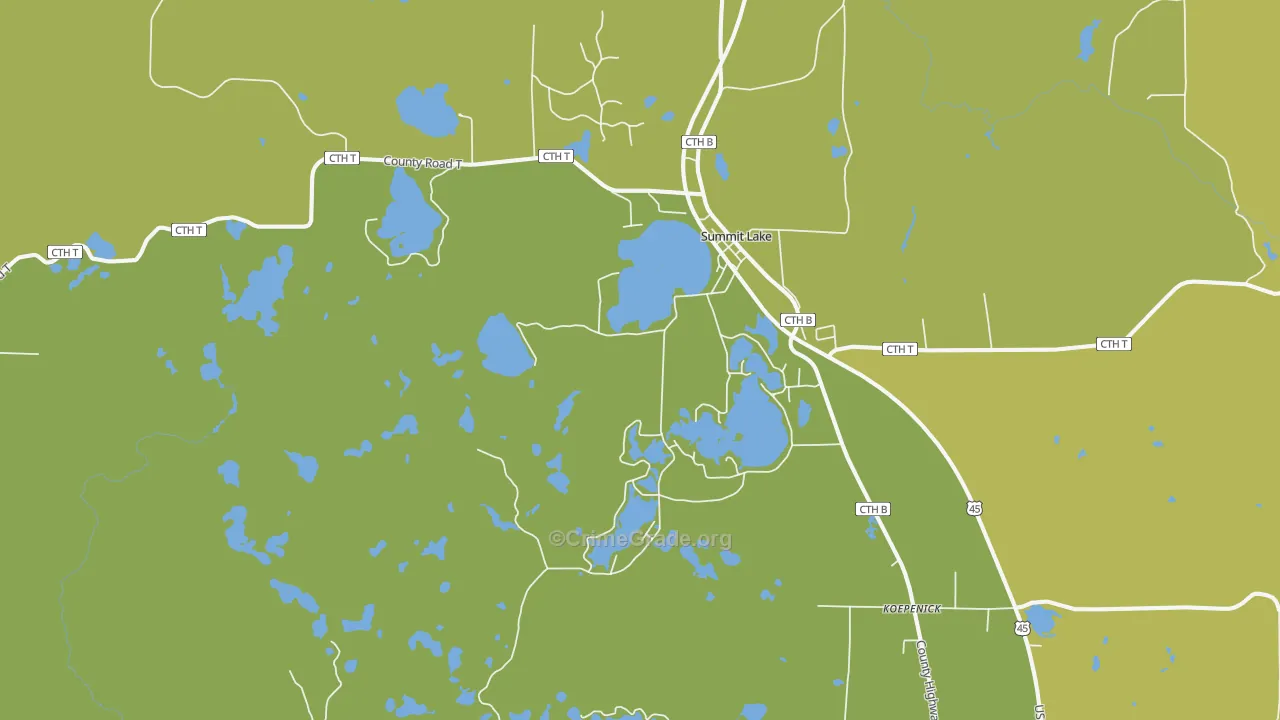 Summit Lake, WI Map of Drug-Related Crime Rates