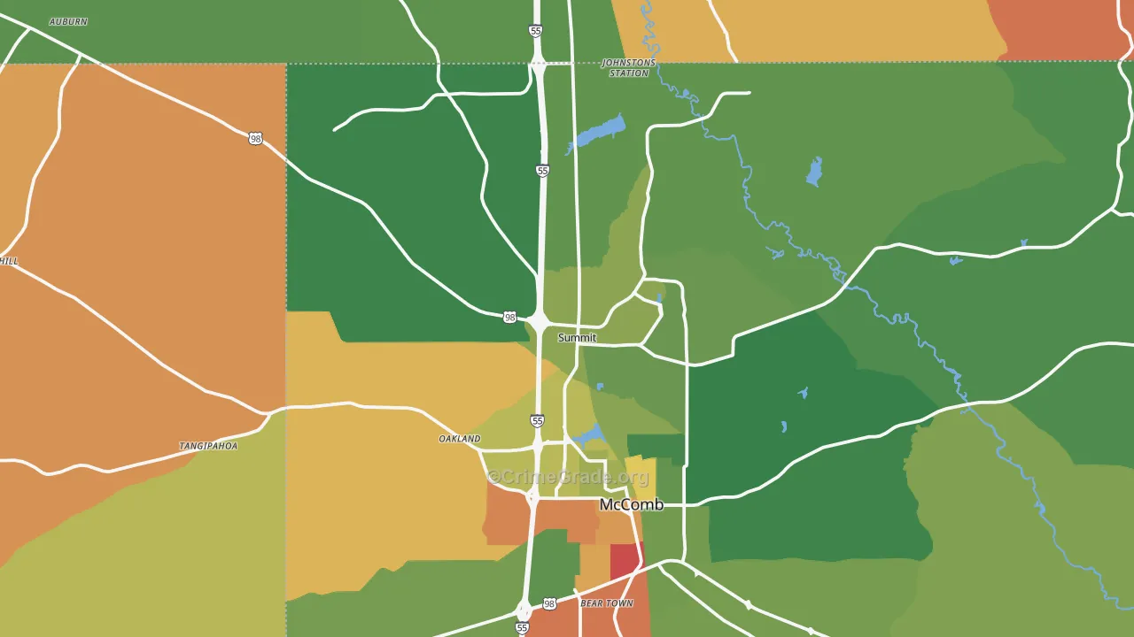 Summit, MS Map of Drug-Related Crime Rates