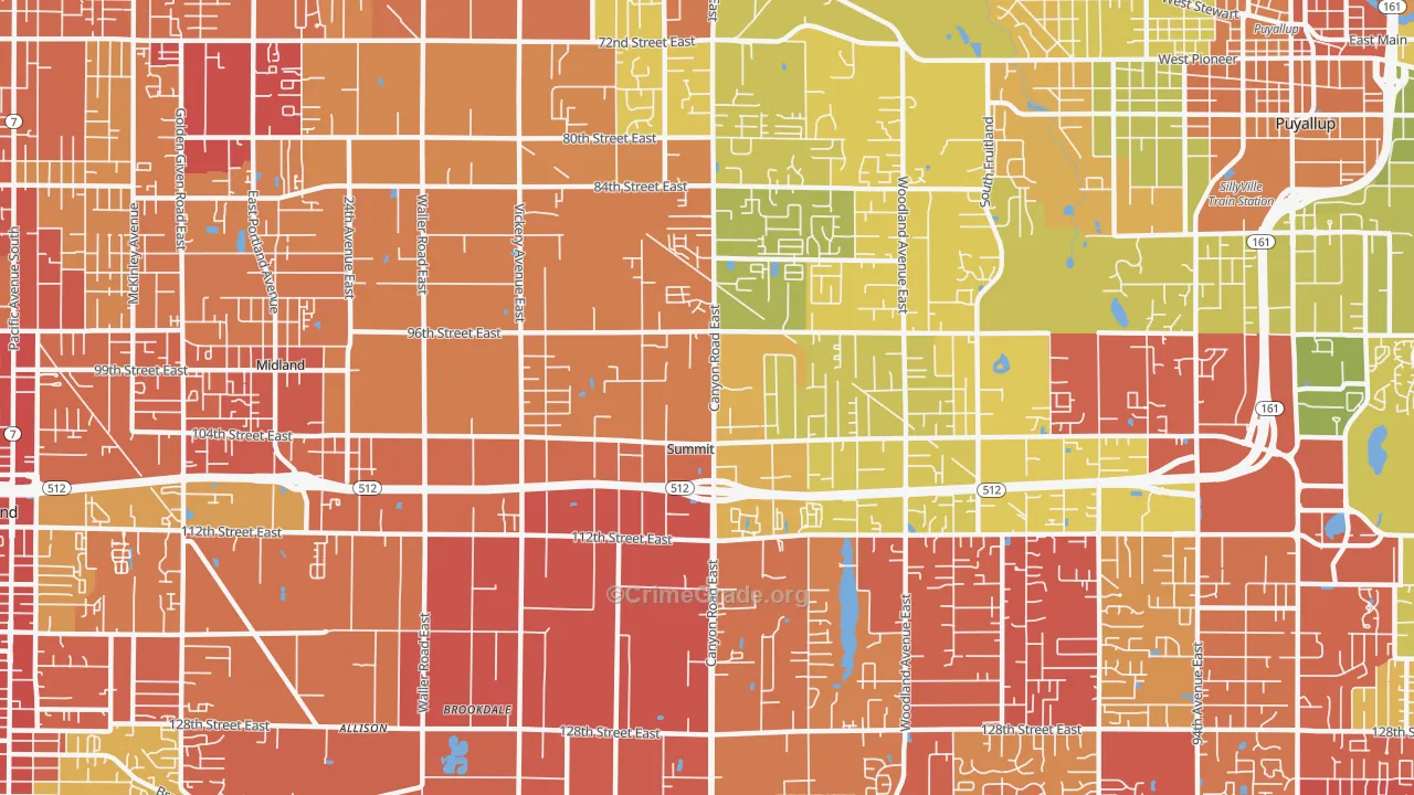 Summit, Puyallup, WA Map of Drug-Related Crime Rates
