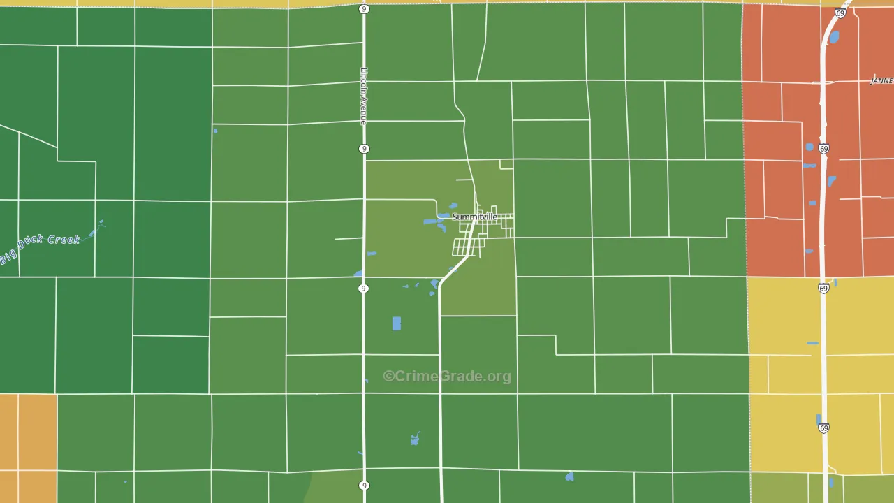 Summitville, IN Map of Drug-Related Crime Rates