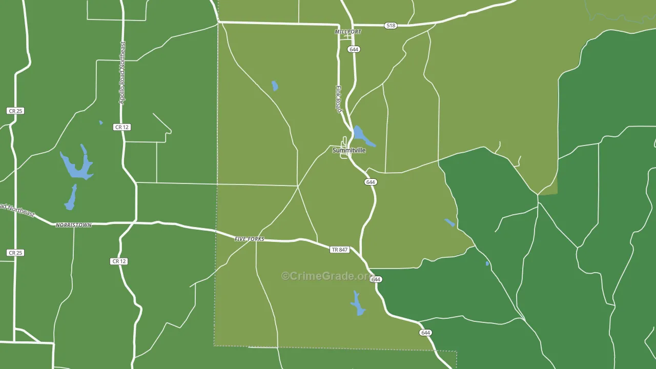 Summitville, OH Map of Drug-Related Crime Rates