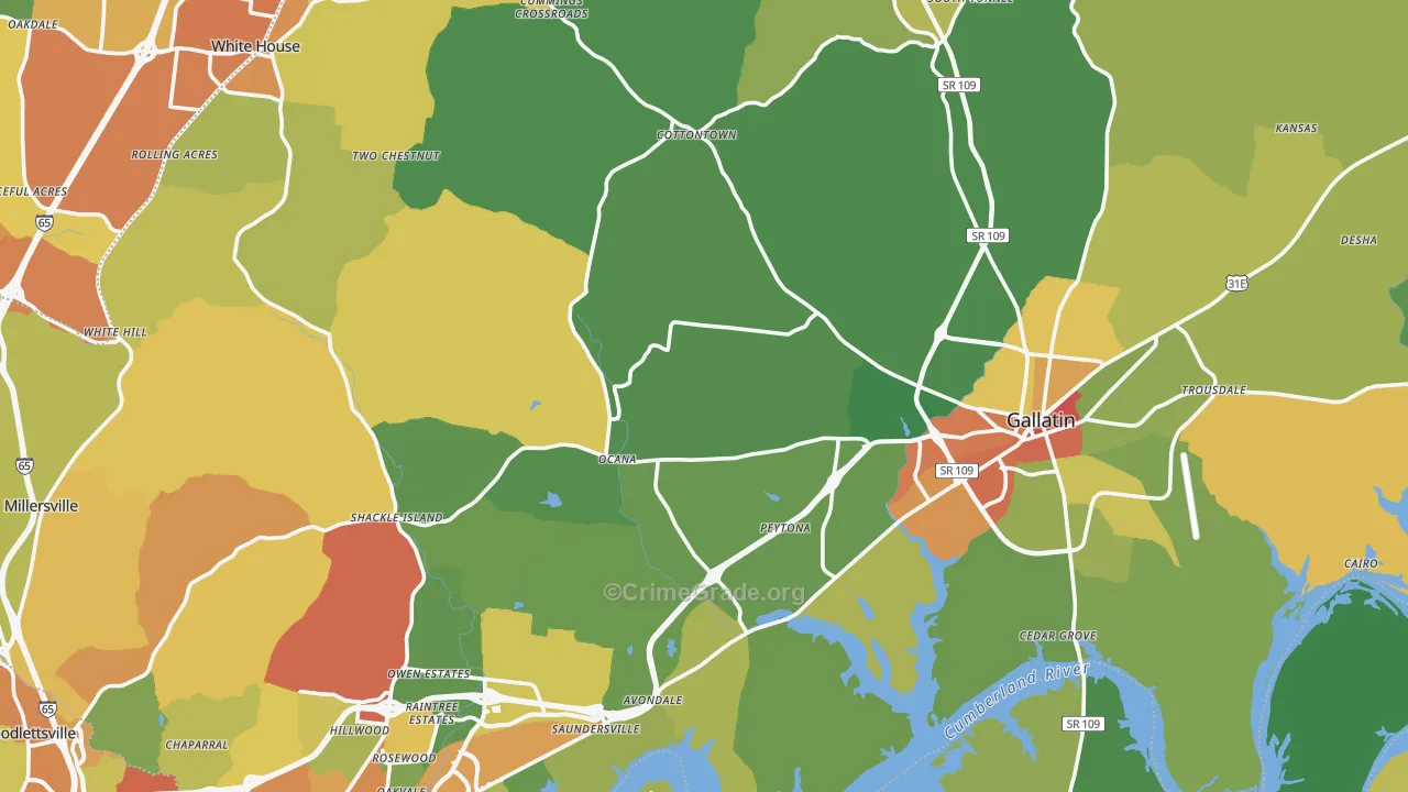 Sumner County, TN Map of Drug-Related Crime Rates