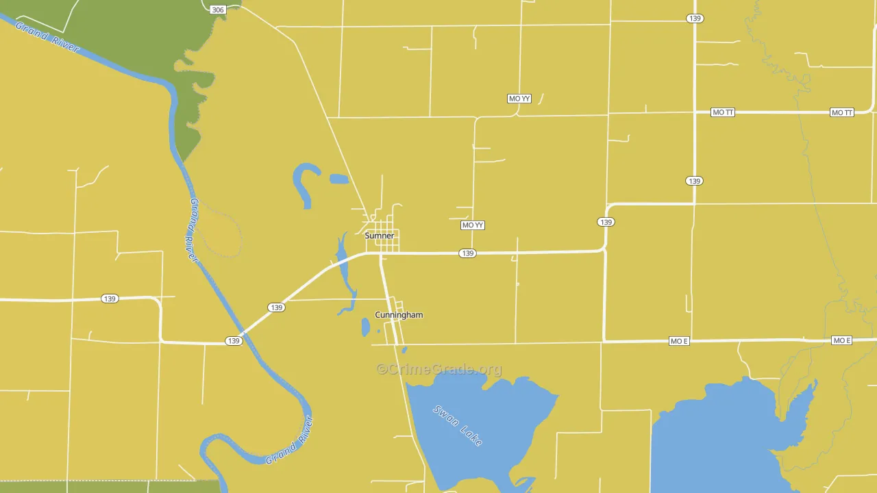 Sumner, MO Map of Drug-Related Crime Rates