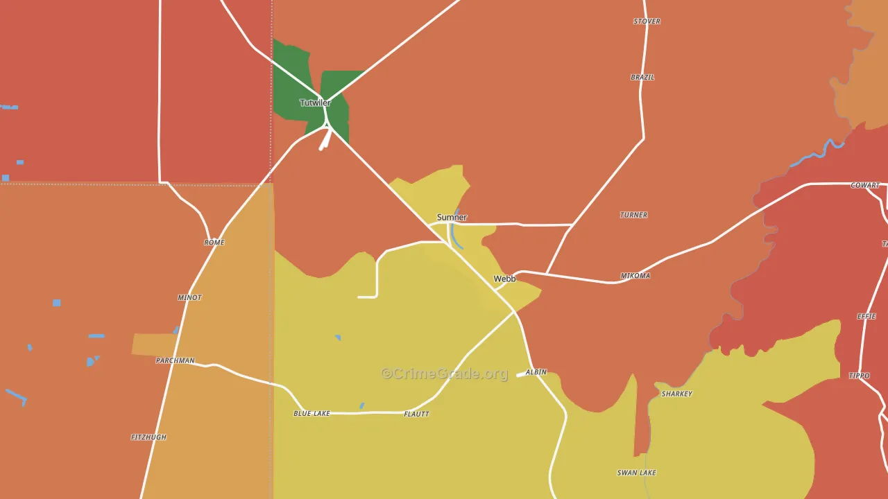 Sumner, MS Map of Drug-Related Crime Rates