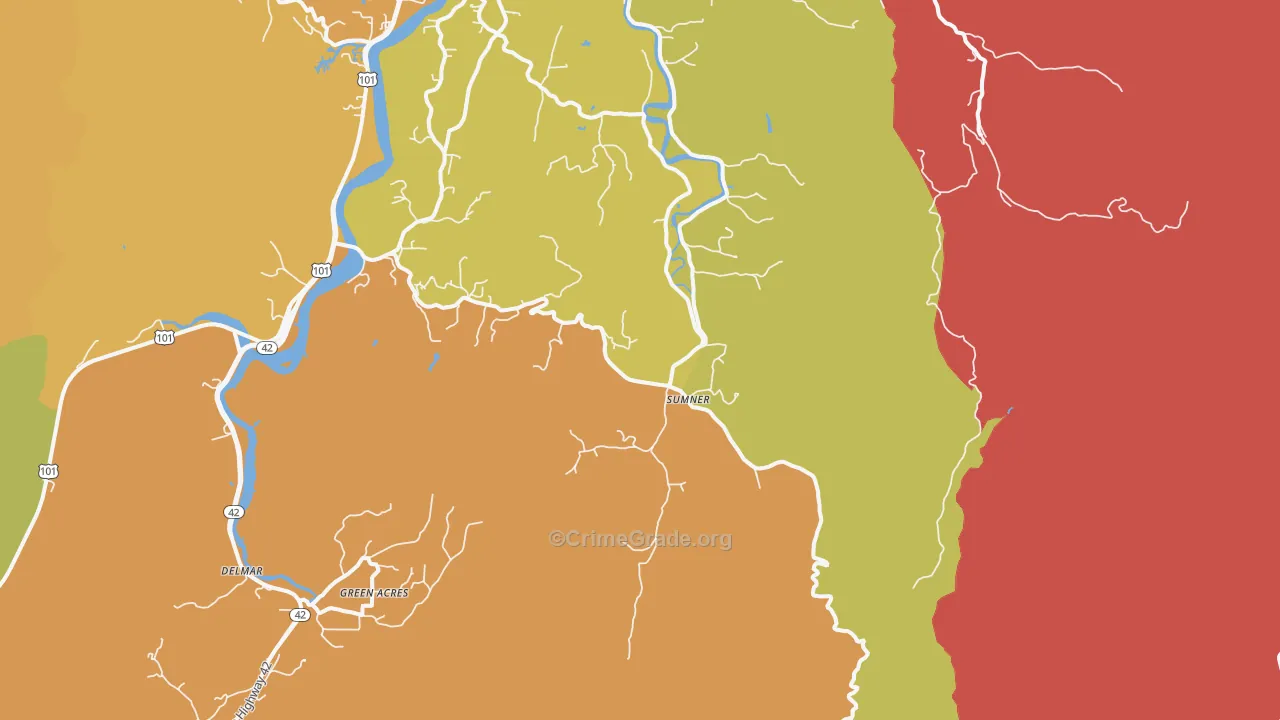 Sumner, OR Map of Drug-Related Crime Rates