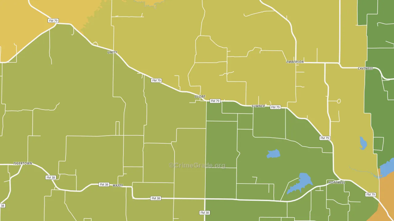 Sumner, TX Map of Drug-Related Crime Rates