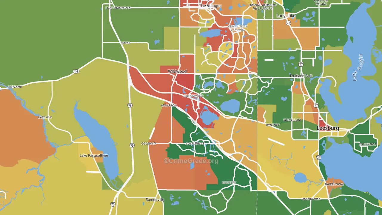 Sumter County, FL Map of Drug-Related Crime Rates