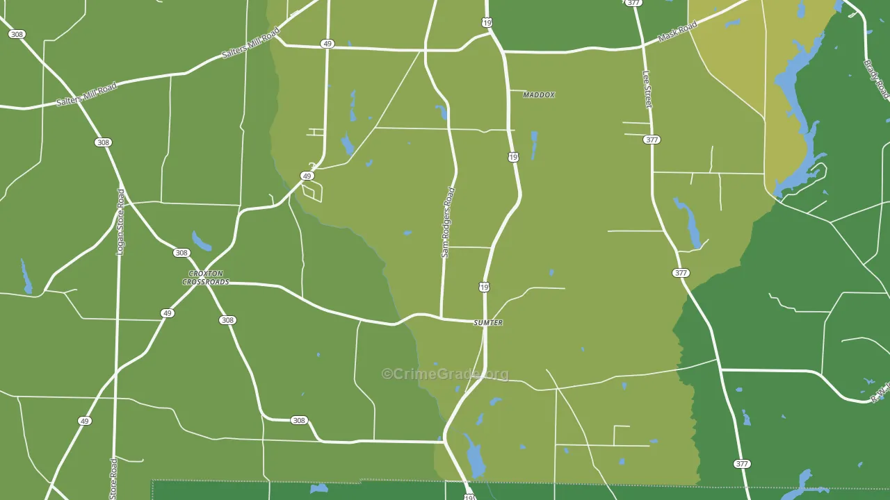 Sumter, GA Map of Drug-Related Crime Rates