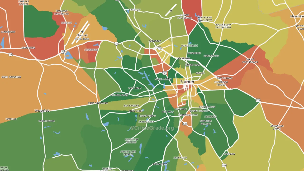 Sumter, SC Map of Drug-Related Crime Rates