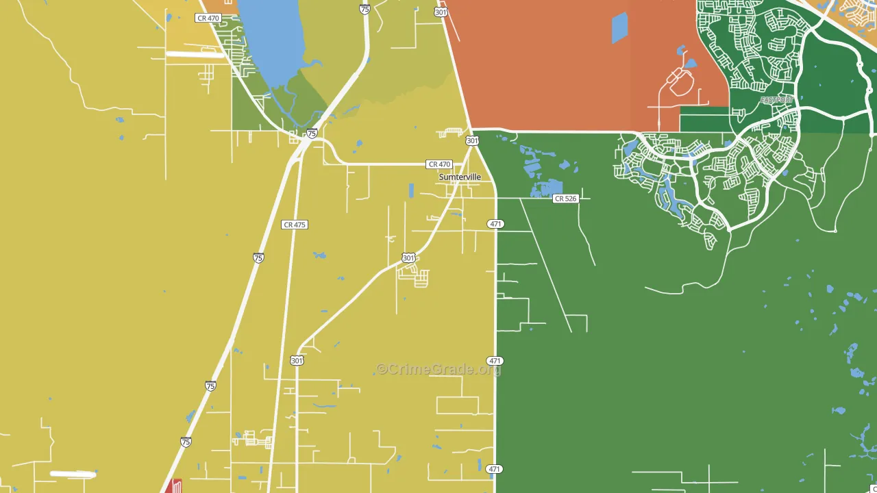 Sumterville, FL Map of Drug-Related Crime Rates