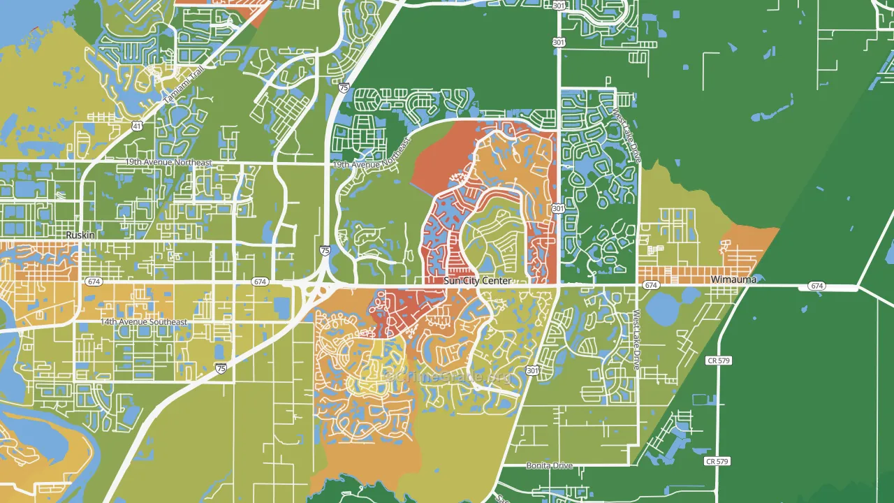 Sun City Center, FL Map of Drug-Related Crime Rates