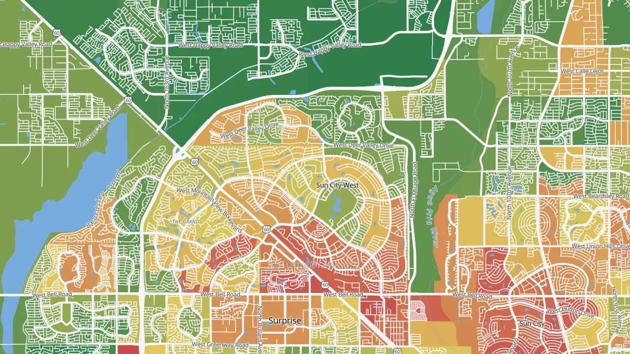 Sun City West, AZ Map of Drug-Related Crime Rates