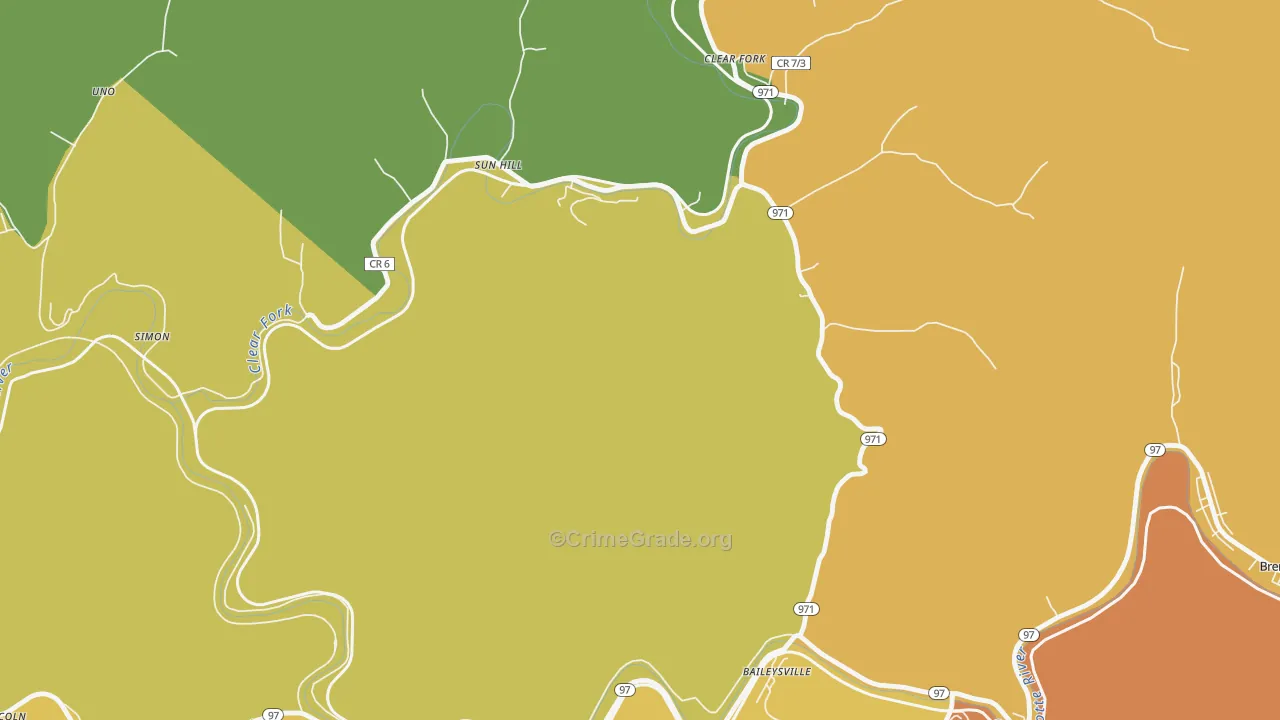 Sun Hill, WV Map of Drug-Related Crime Rates