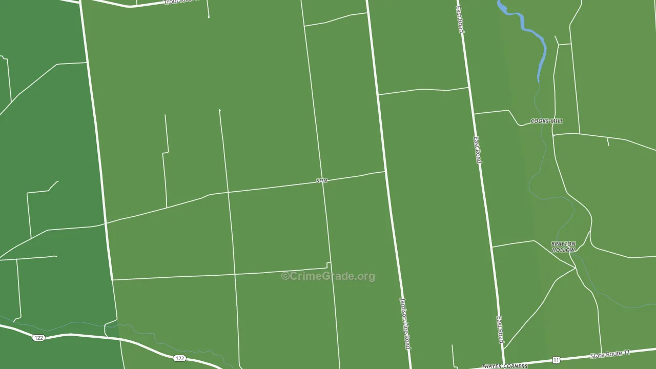 Sun, NY Map of Drug-Related Crime Rates