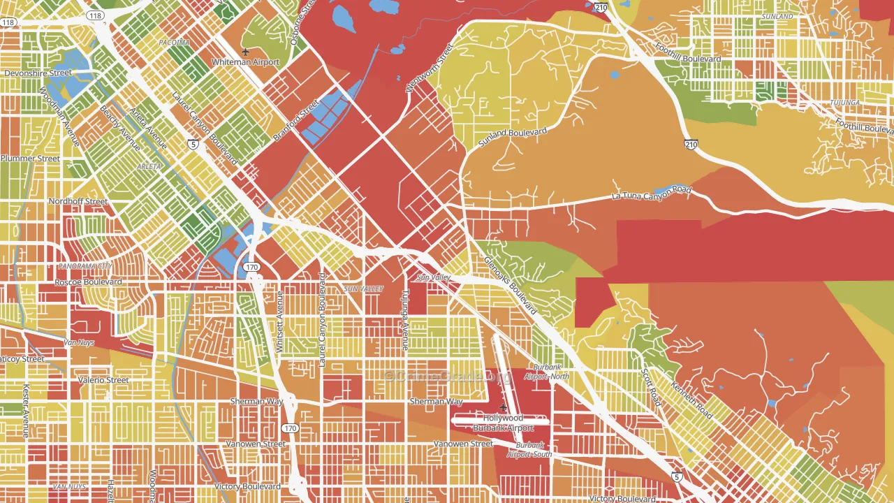 Sun Valley, CA Map of Drug-Related Crime Rates