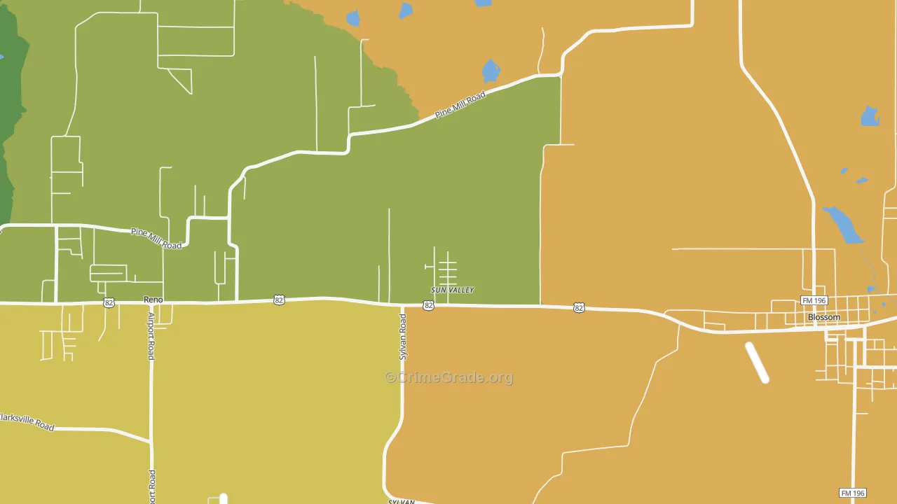 Sun Valley, TX Map of Drug-Related Crime Rates