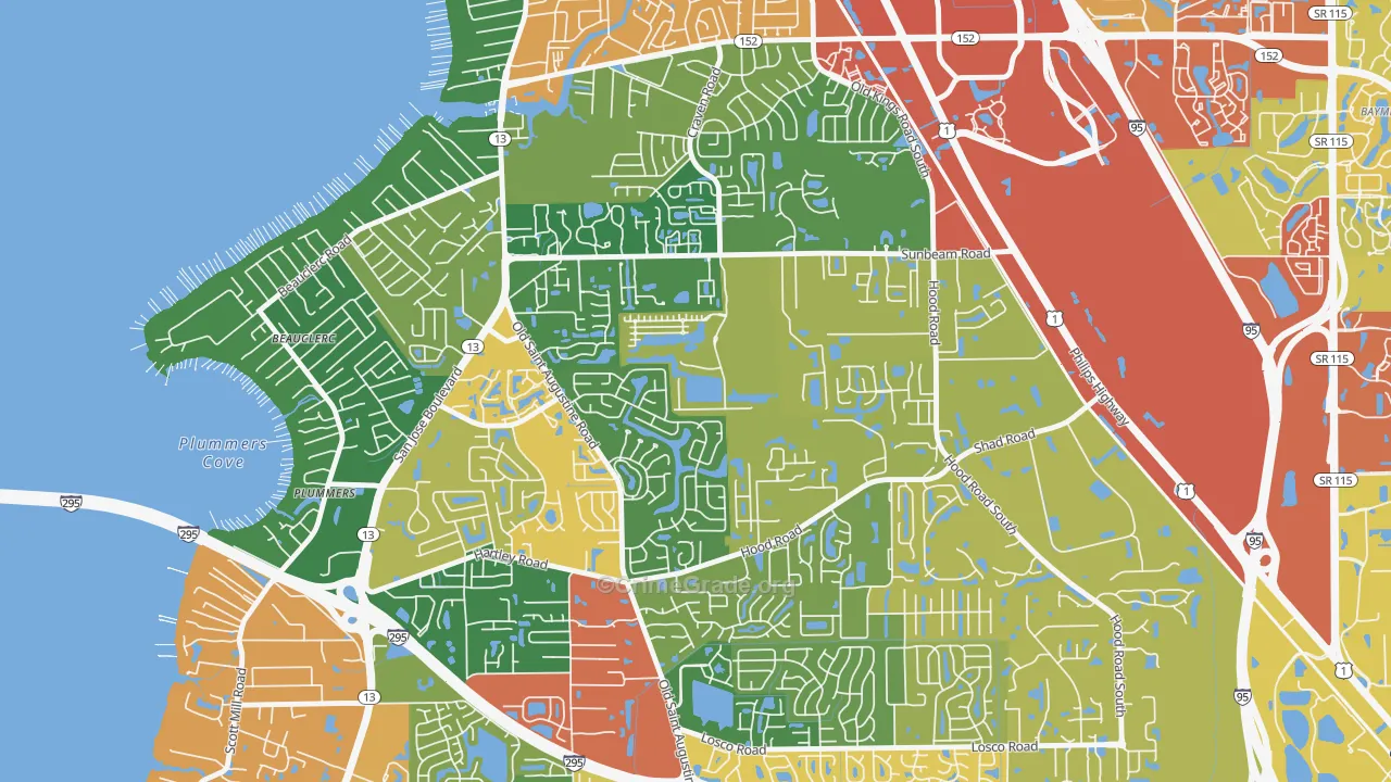 Sunbeam, Jacksonville, FL Map of Drug-Related Crime Rates