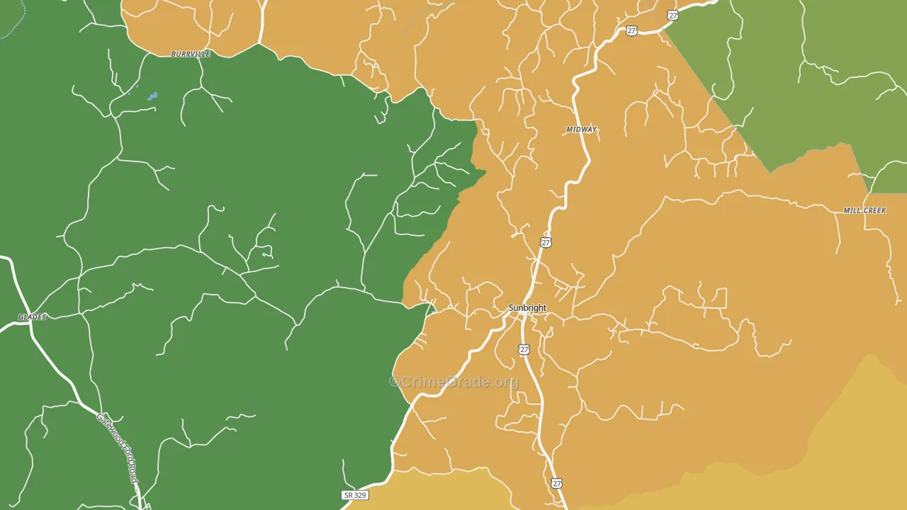 Sunbright, TN Map of Drug-Related Crime Rates
