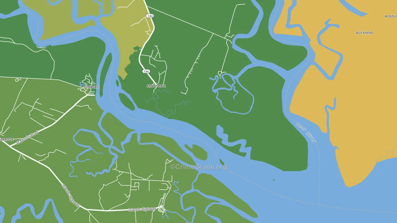 Sunbury, GA Map of Drug-Related Crime Rates