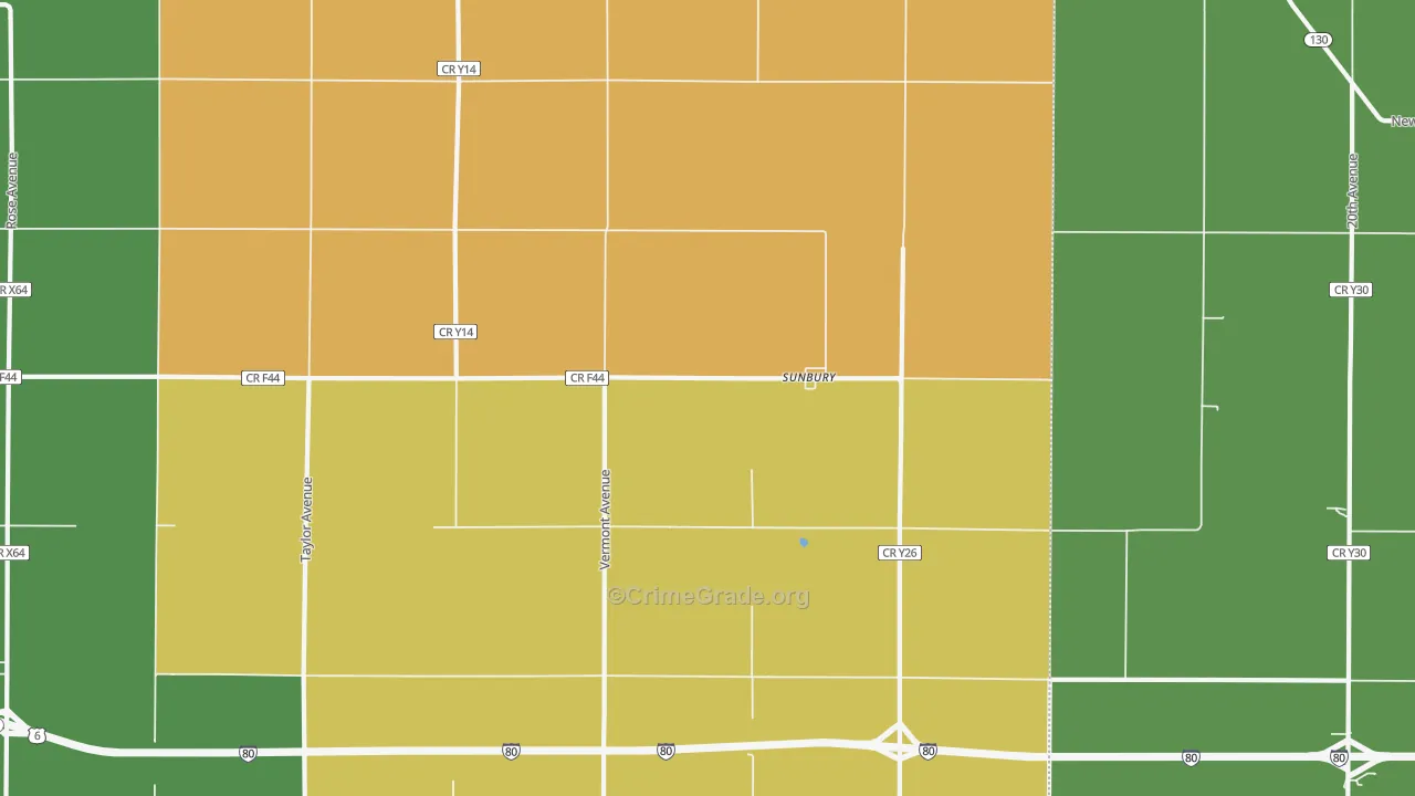 Sunbury, IA Map of Drug-Related Crime Rates