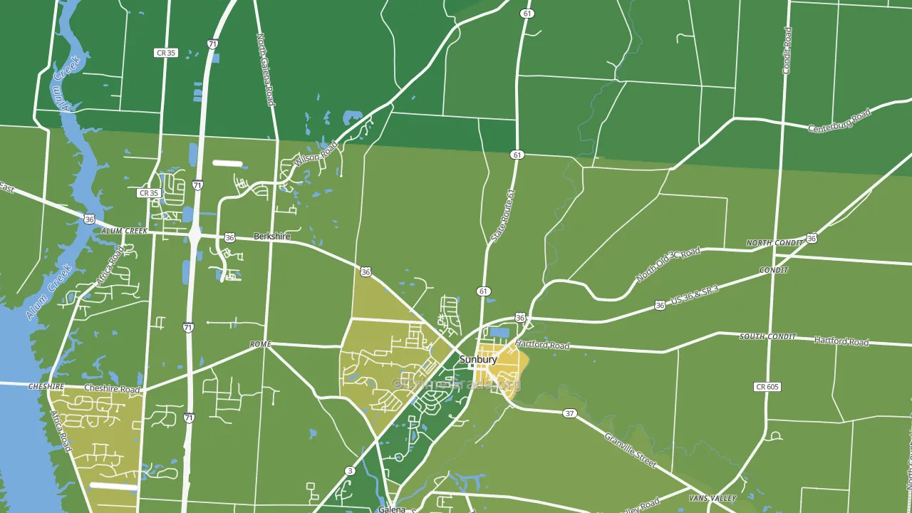 Sunbury, OH Map of Drug-Related Crime Rates