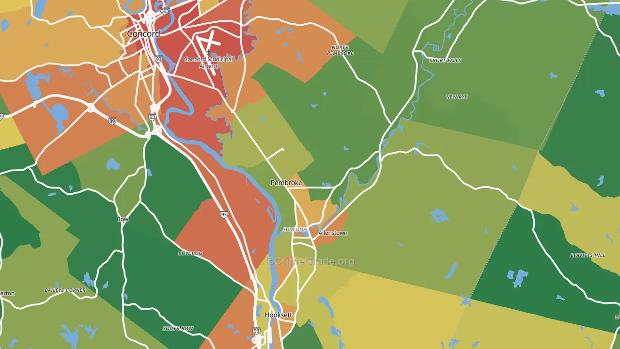 Suncook, NH Map of Drug-Related Crime Rates