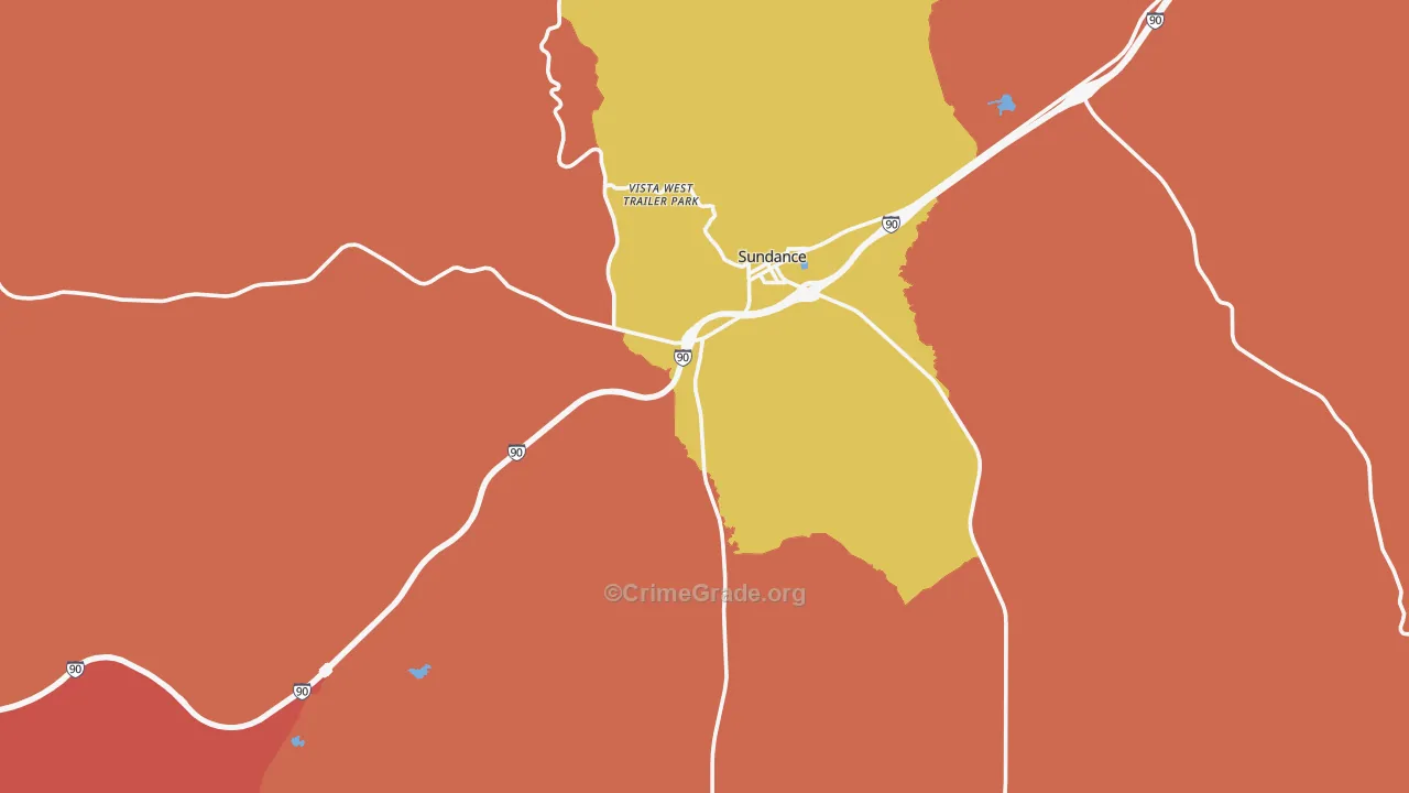 Sundance, WY Map of Drug-Related Crime Rates
