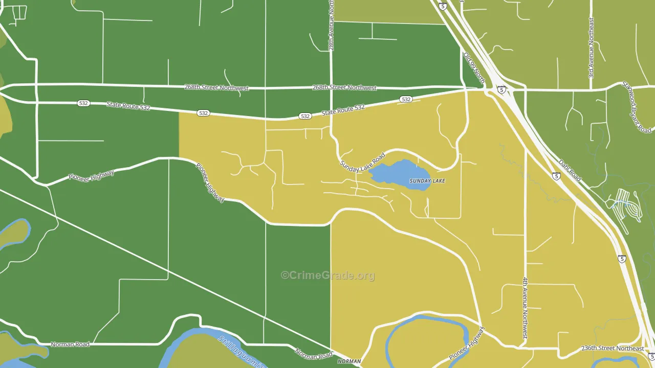 Sunday Lake, WA Map of Drug-Related Crime Rates