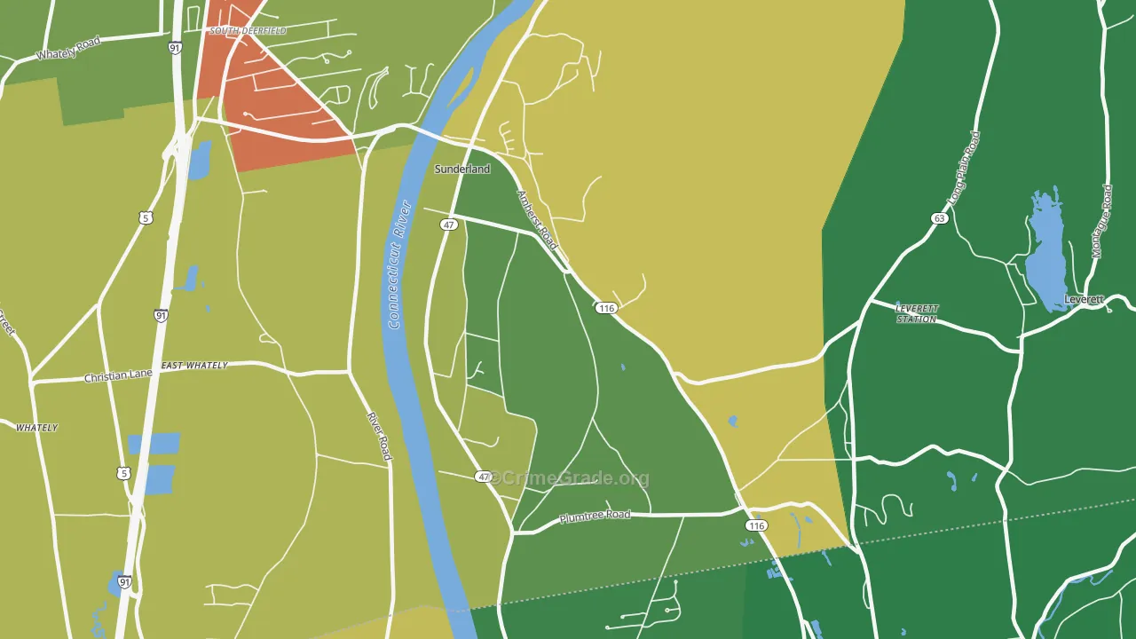 Sunderland, MA Map of Drug-Related Crime Rates
