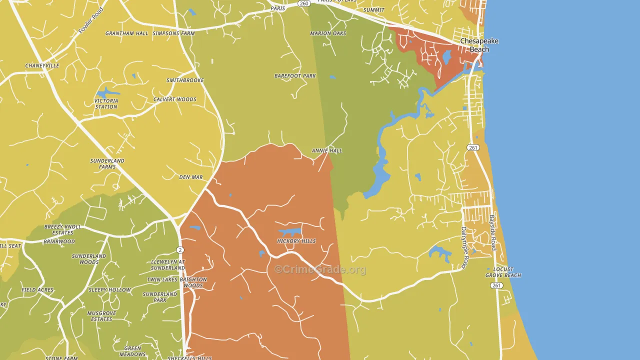 Sunderland, MD Map of Drug-Related Crime Rates