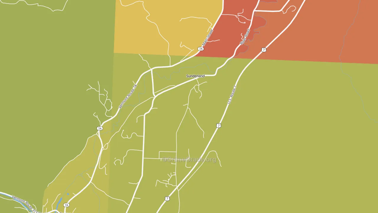 Sunderland, VT Map of Drug-Related Crime Rates