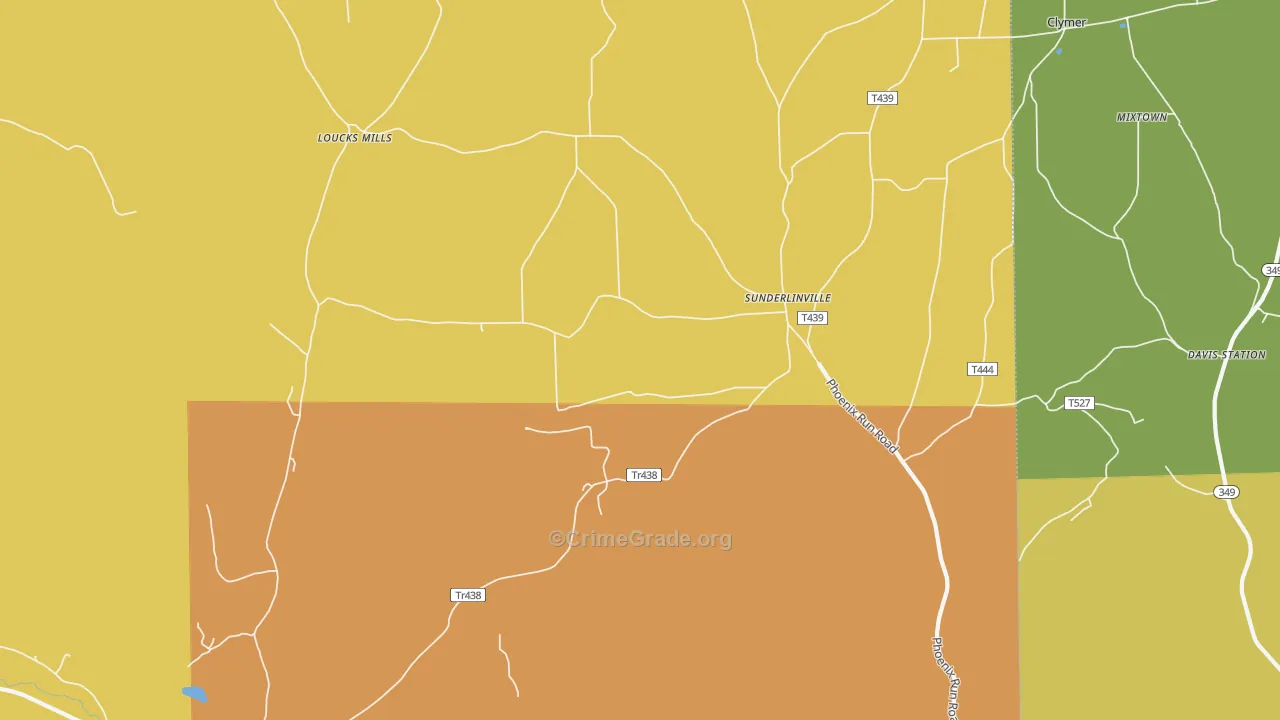 Sunderlinville, PA Map of Drug-Related Crime Rates