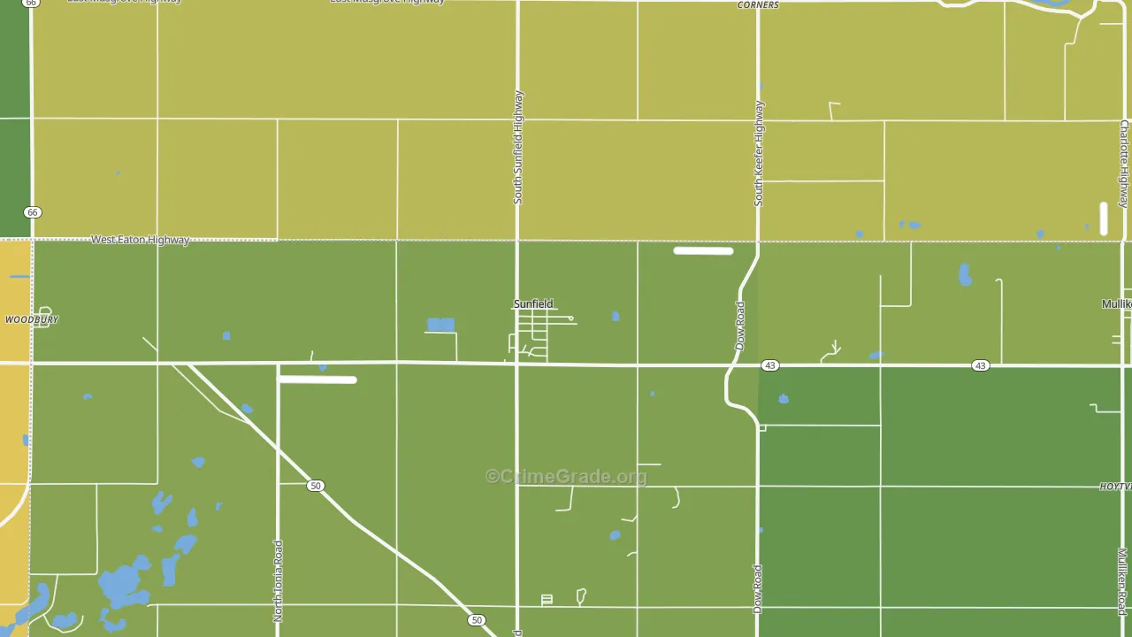 Sunfield, MI Map of Drug-Related Crime Rates