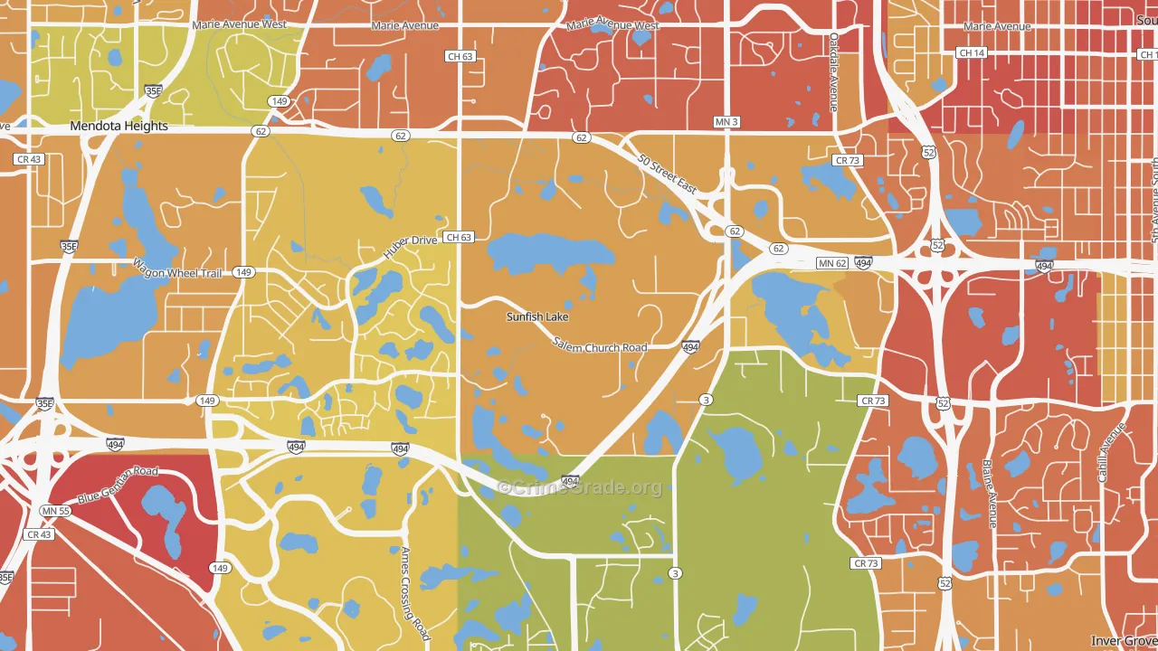 Sunfish Lake, MN Map of Drug-Related Crime Rates