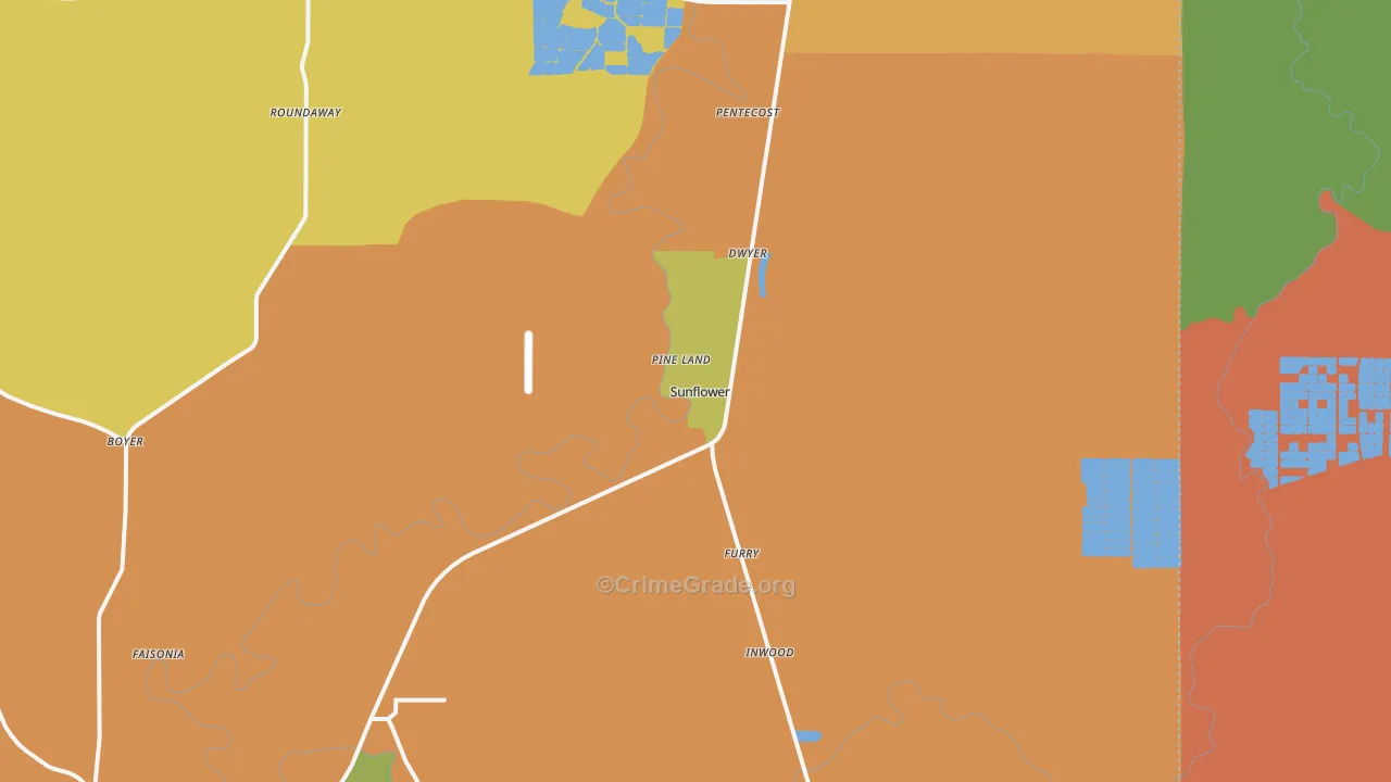 Sunflower, MS Map of Drug-Related Crime Rates