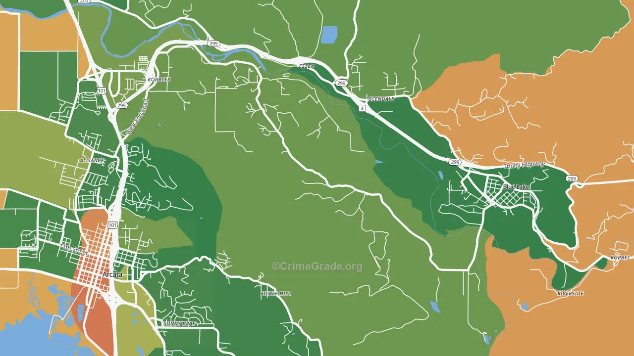 Sunny Brae, CA Map of Drug-Related Crime Rates