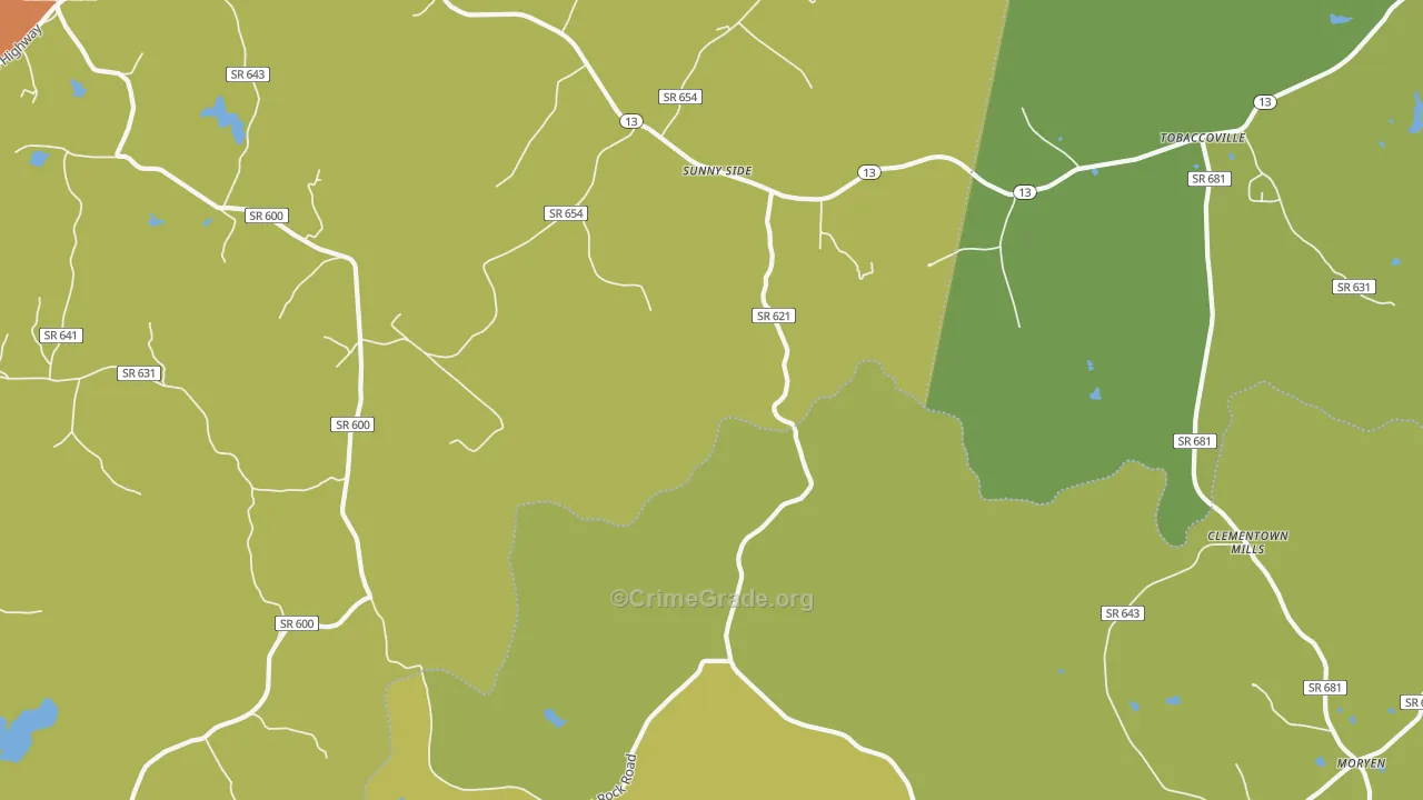 Sunny Side, VA Map of Drug-Related Crime Rates