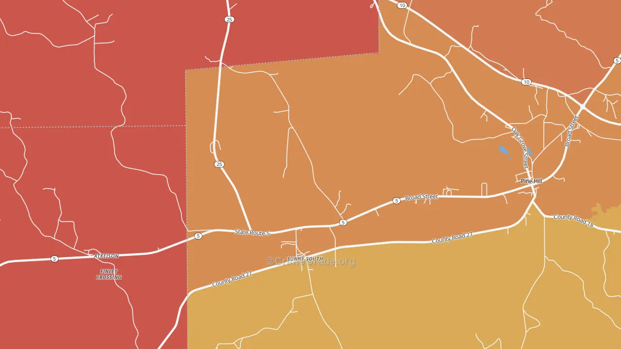 Sunny South, AL Map of Drug-Related Crime Rates