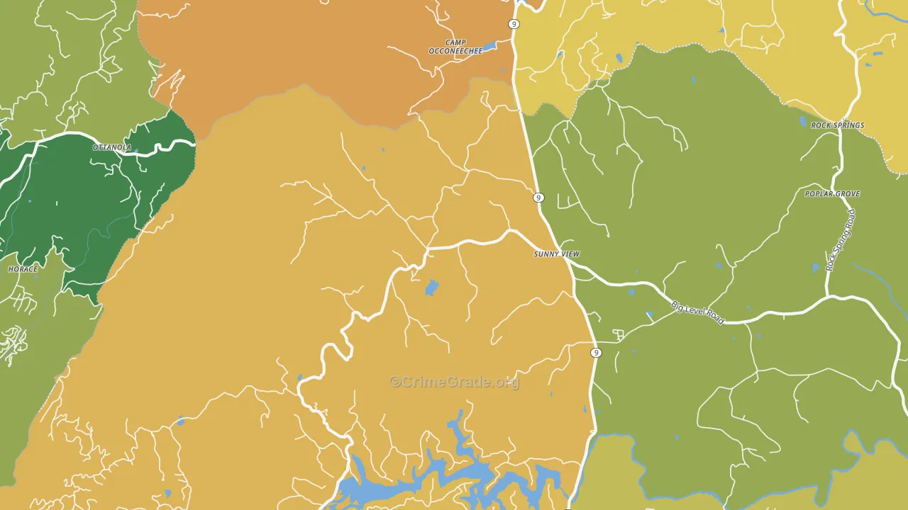 Sunny View, NC Map of Drug-Related Crime Rates
