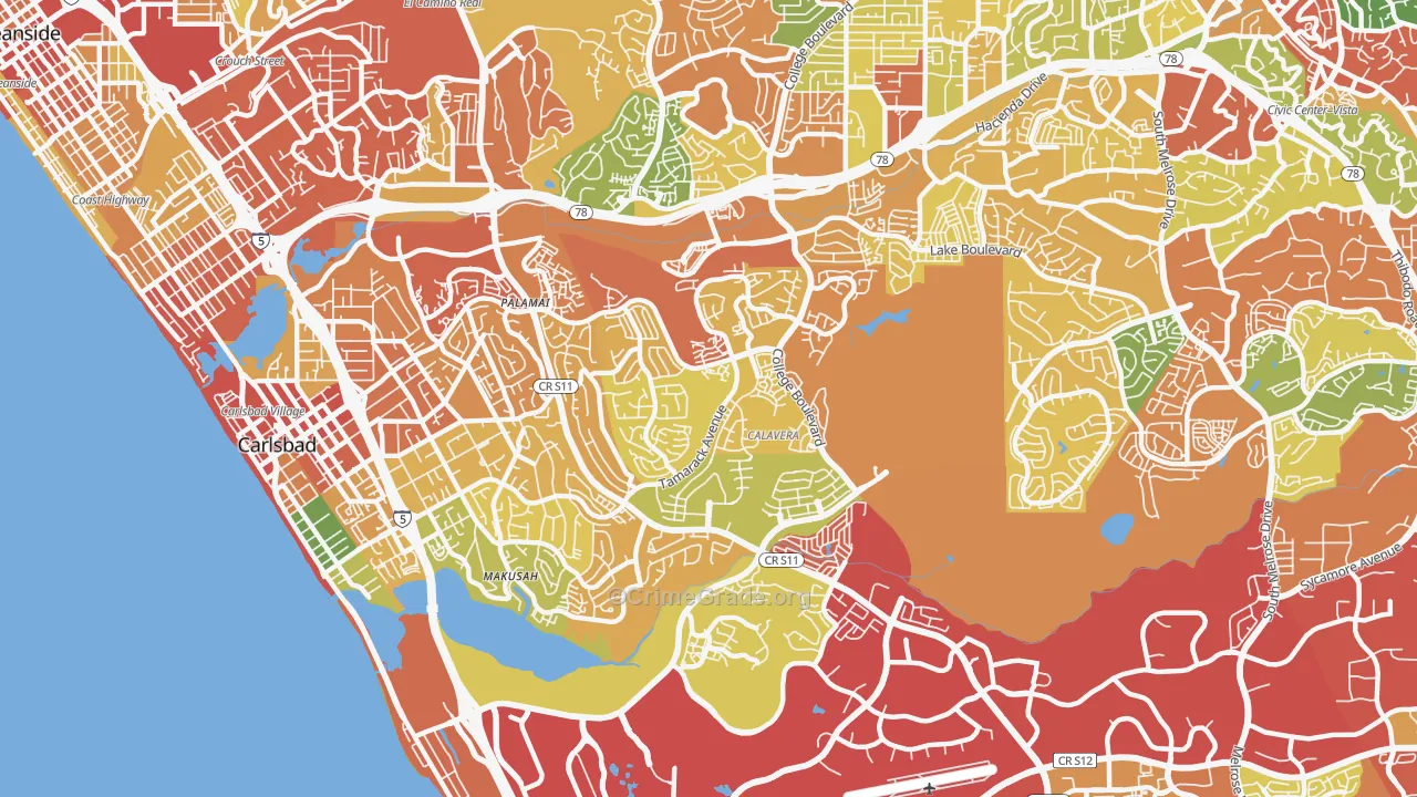 Sunny Vista, CA Map of Drug-Related Crime Rates