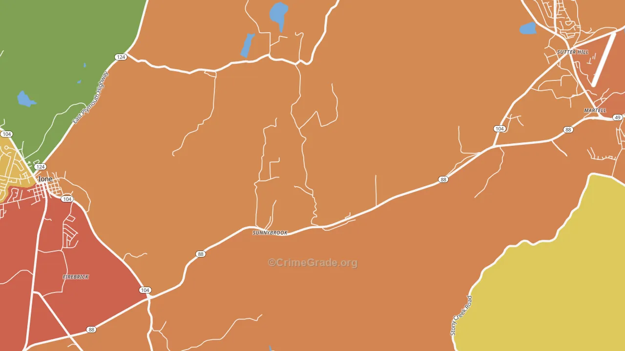 Sunnybrook, CA Map of Drug-Related Crime Rates