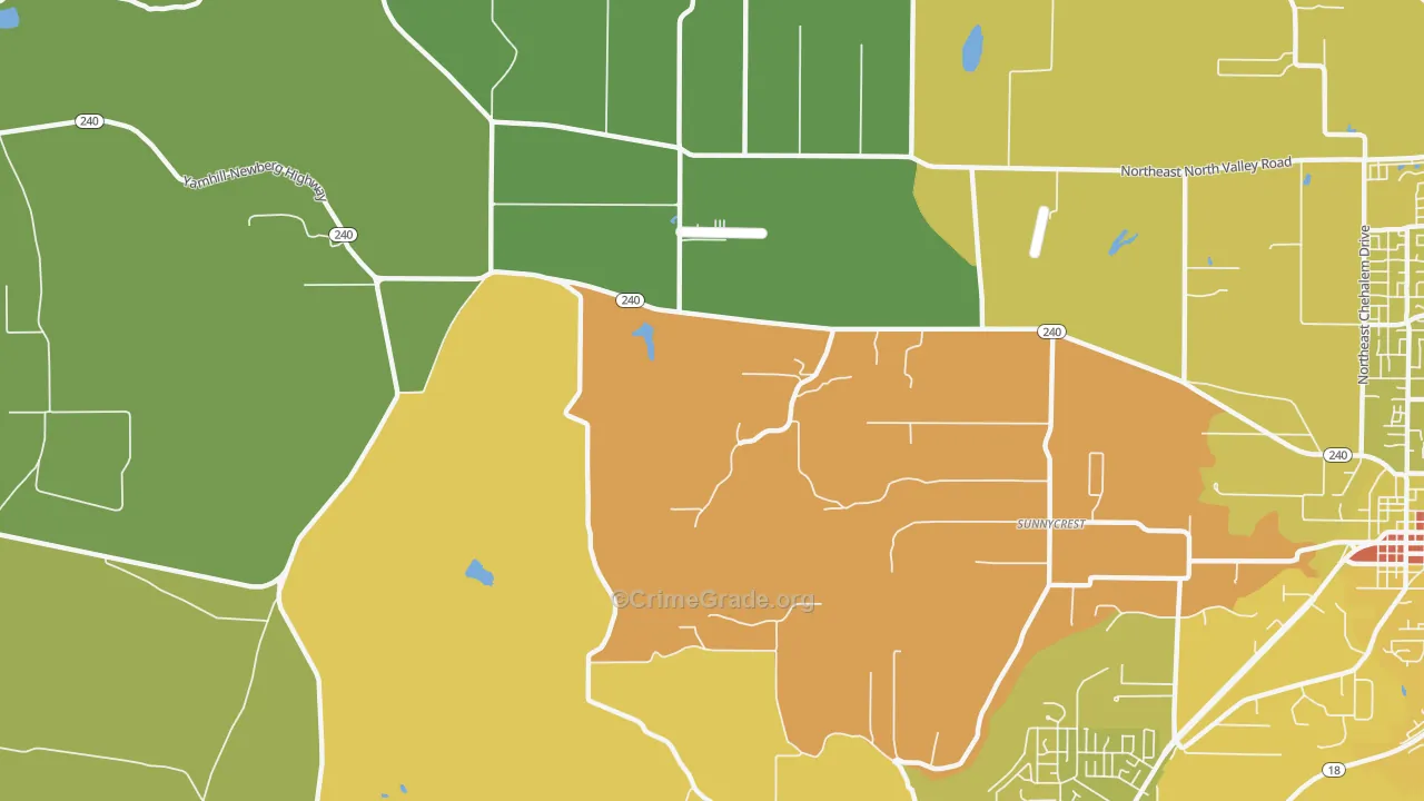 Sunnycrest, OR Map of Drug-Related Crime Rates