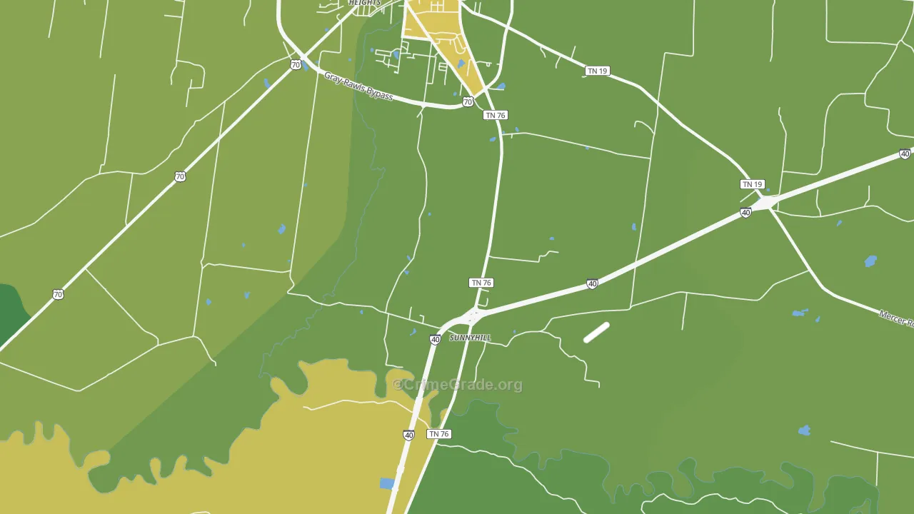 Sunnyhill, TN Map of Drug-Related Crime Rates