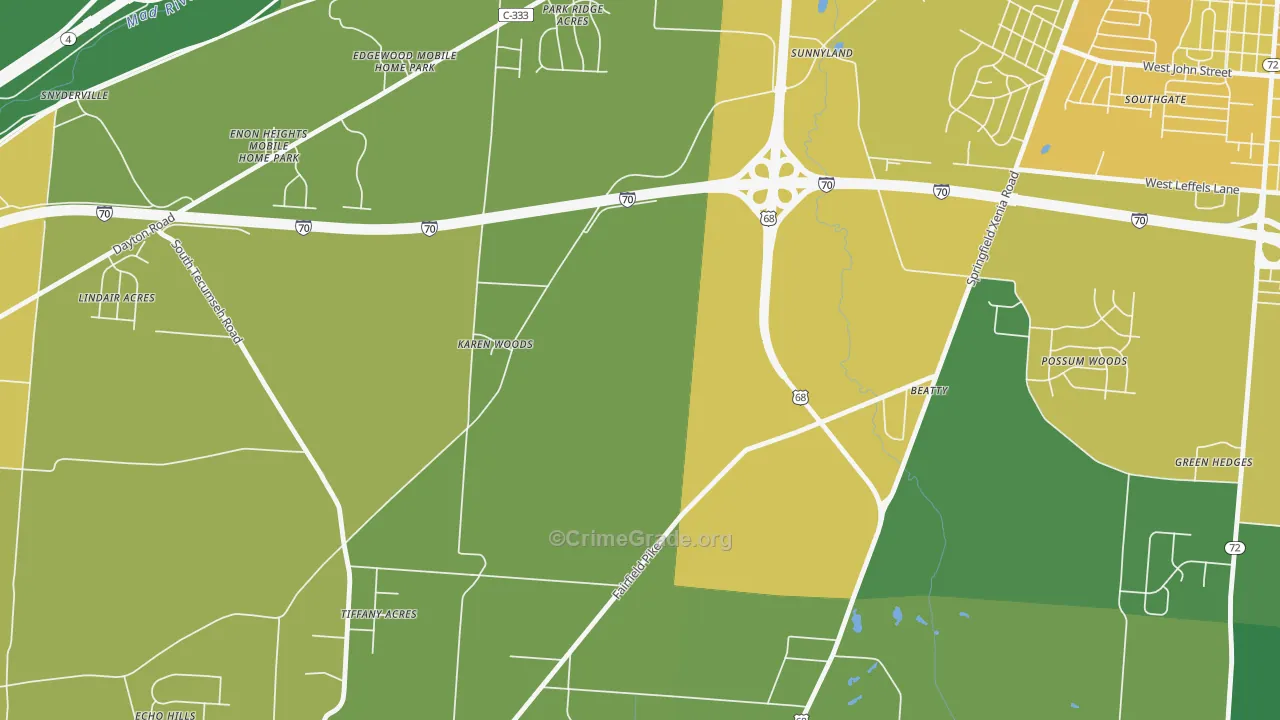 Sunnyland, OH Map of Drug-Related Crime Rates