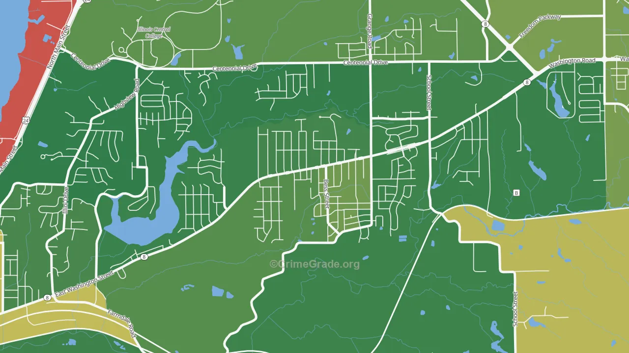 Sunnyland, Washington, IL Map of Drug-Related Crime Rates