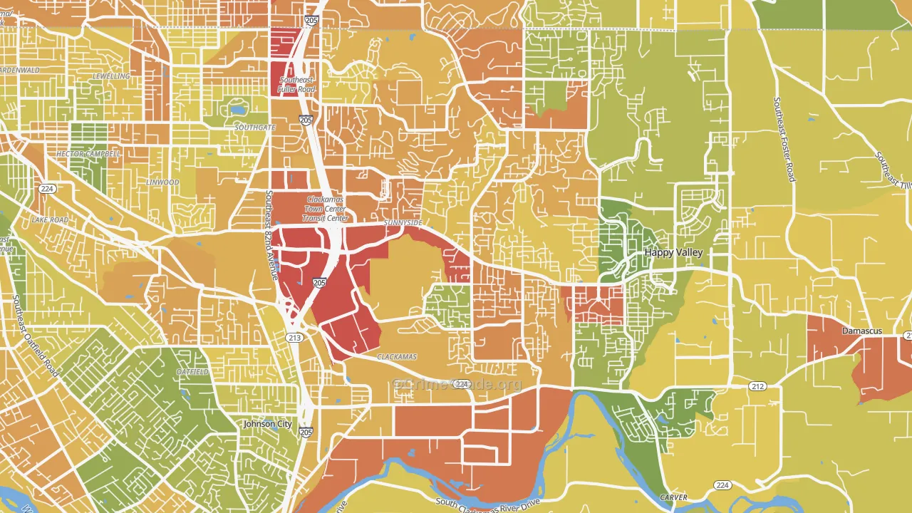Sunnyside, Clackamas, OR Map of Drug-Related Crime Rates