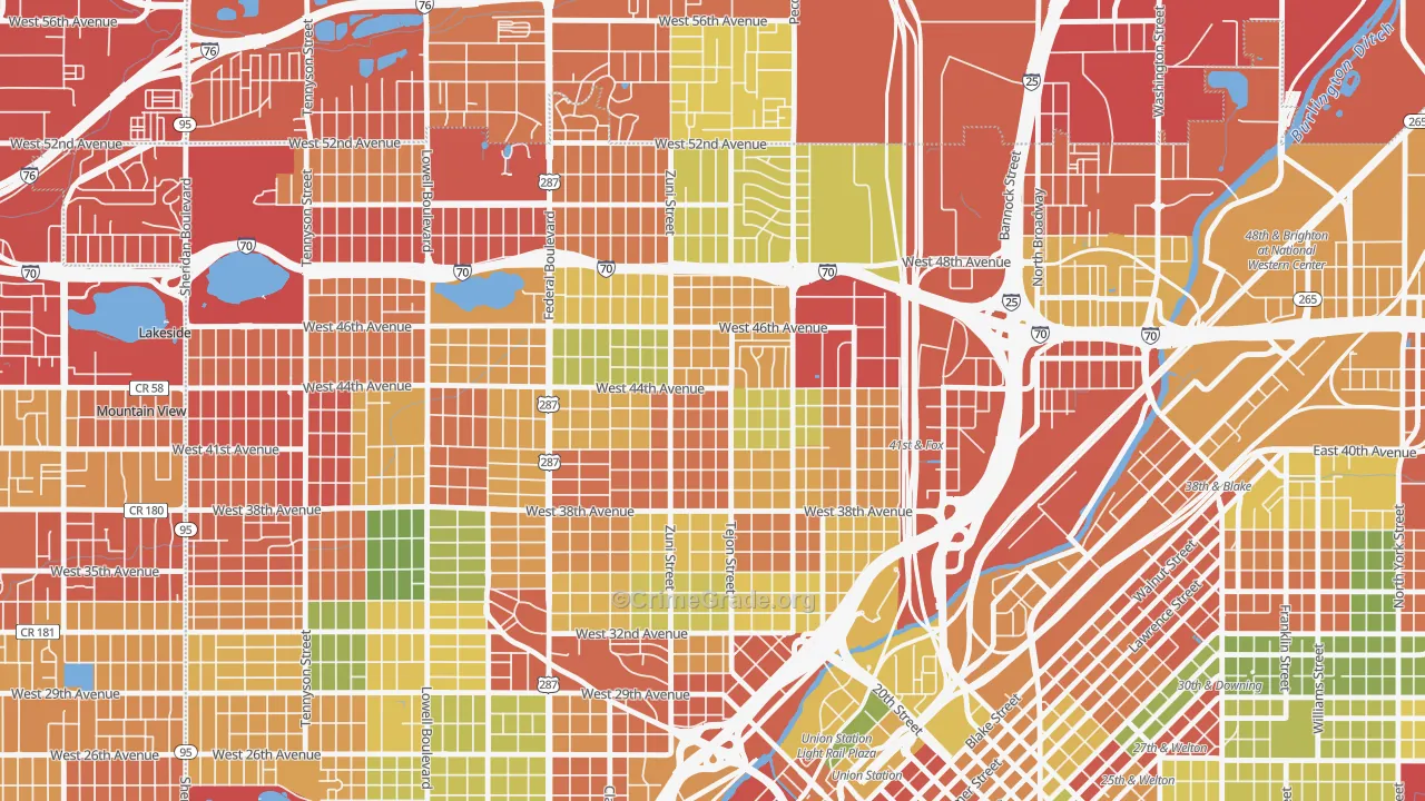 Sunnyside, Denver, CO Map of Drug-Related Crime Rates
