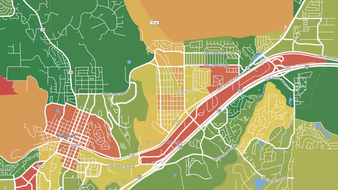 Sunnyside-Flagstaff, Flagstaff, AZ Map of Drug-Related Crime Rates